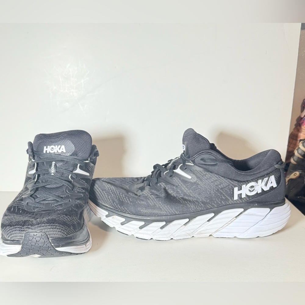 Hoka One One Gaviota 4 Running Shoes 1123200 BWHT Black Mens Size 13 2E Wide